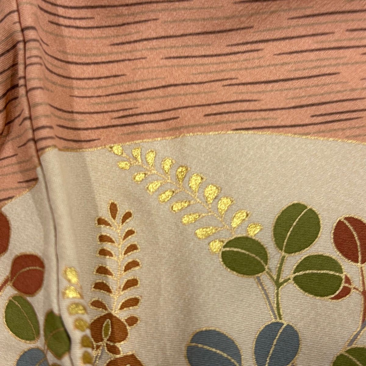  訪問着 身丈156 cm 裄丈63 S 袷 花井幸子 落款 萩 七宝 金彩 薄小豆 正絹 秀品 訪問着 付け下げ 着物