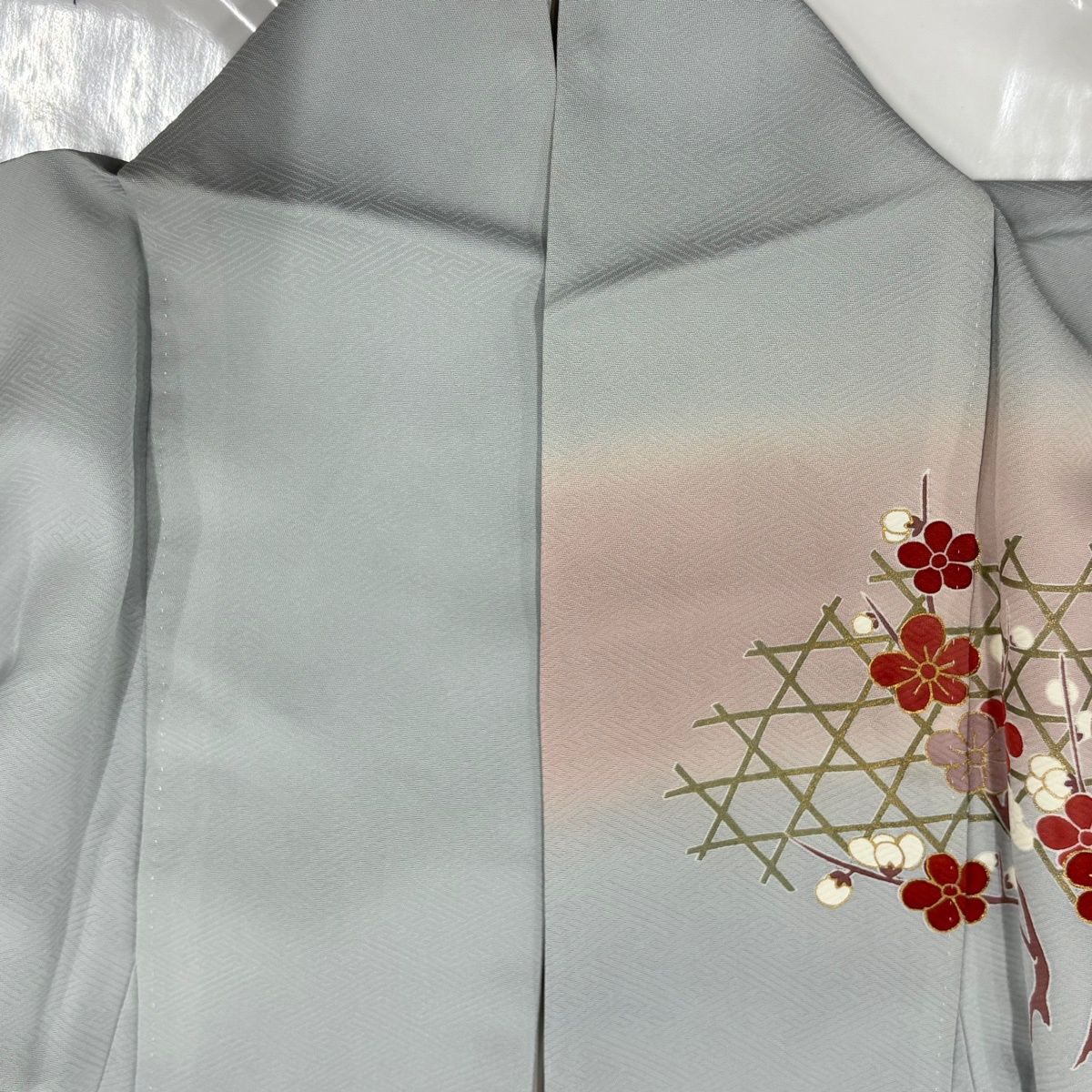  訪問着 身丈155.5 cm 裄丈64 M 袷 松竹梅 鶴 金彩 ぼかし 水色 正絹 秀品 訪問着 付け下げ 着物
