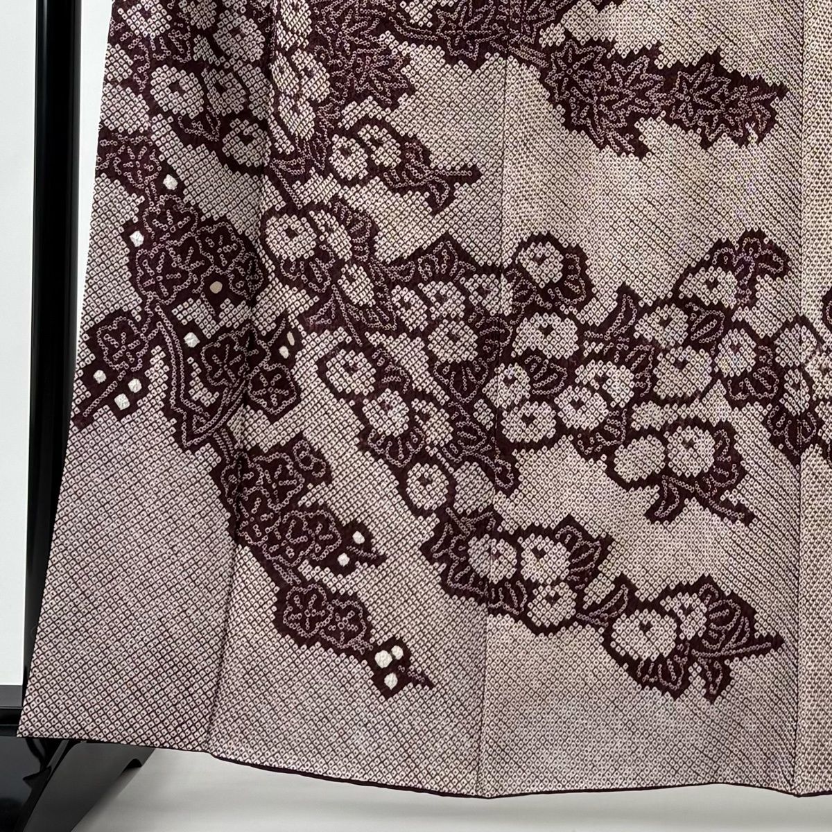 訪問着 身丈160.5 cm 裄丈64 M 袷 万寿菊 総絞り 茶紫 正絹 秀品