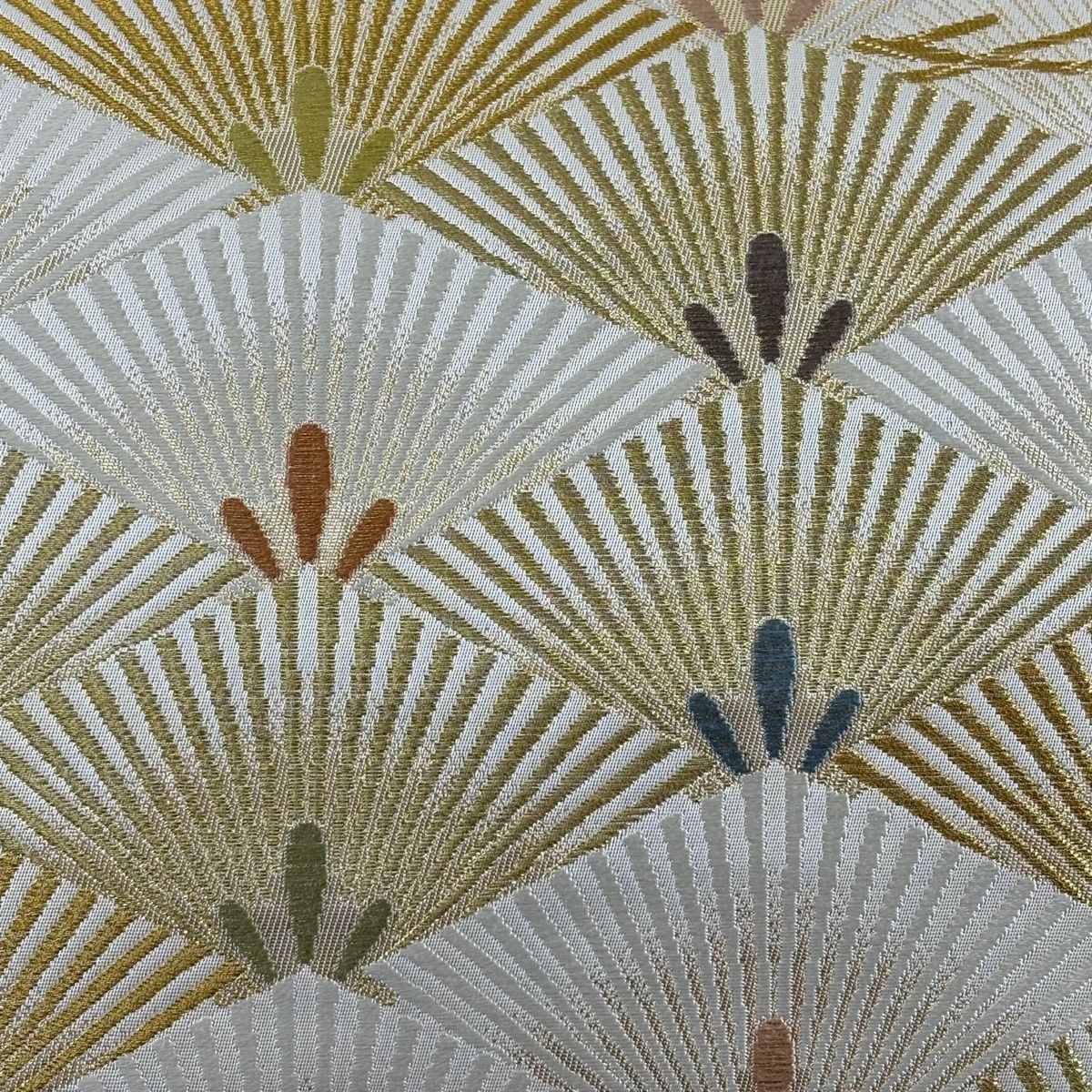 袋帯 落款 織匠十一代目 篠屋宗兵衛 若松 金糸 箔 ベージュ 六通 正絹