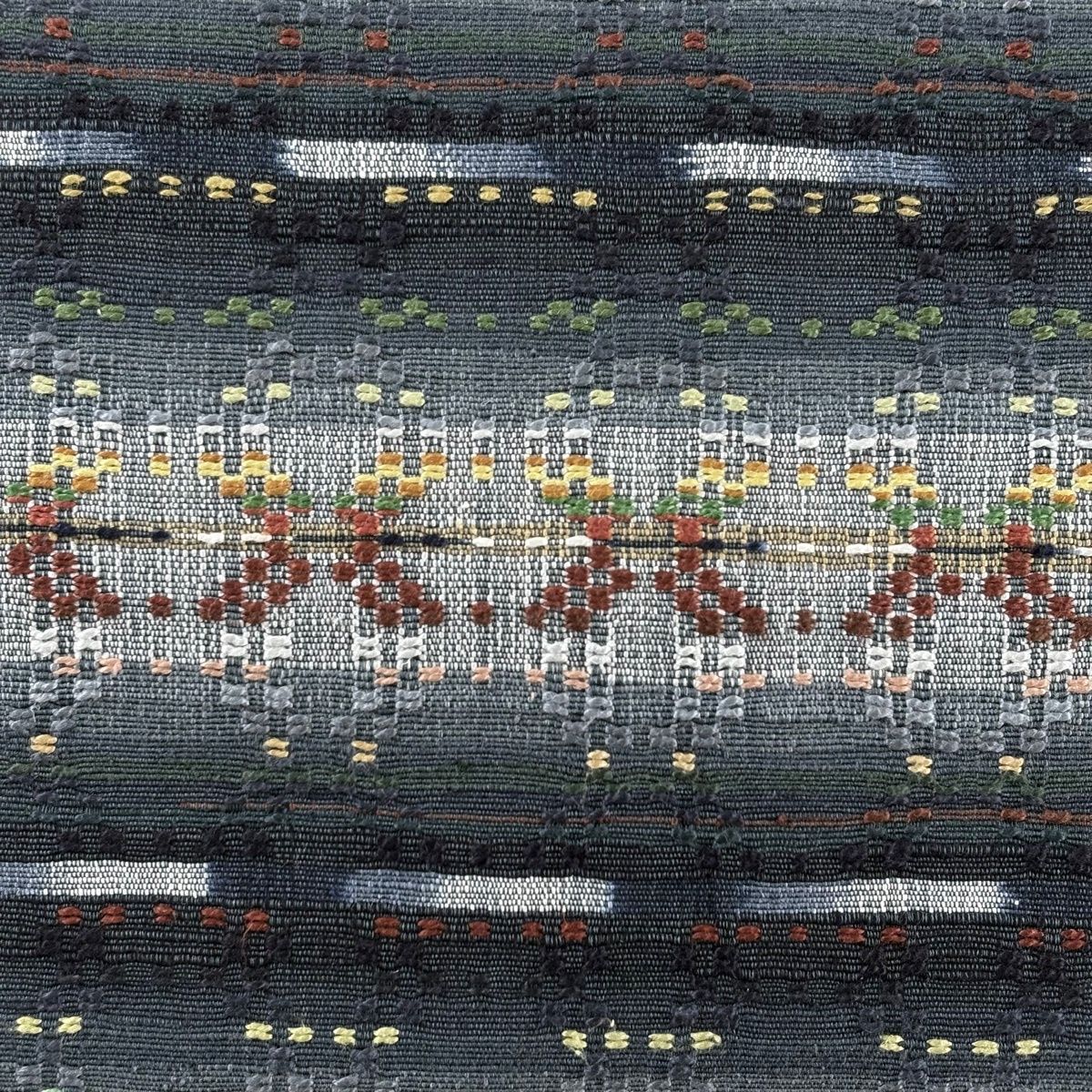 名古屋帯 松葉仕立て 八寸名古屋帯 段縞 幾何学模様 青緑 正絹