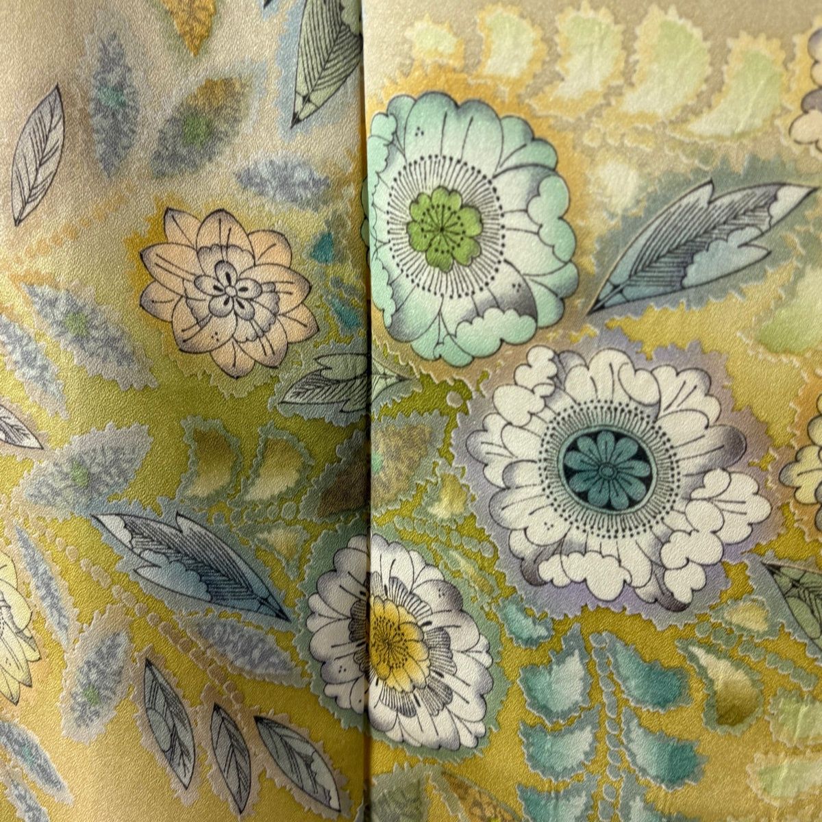 美品】 訪問着 身丈169.5cm 裄丈67cm M 袷 袋帯セット 辻が花柄 金通し