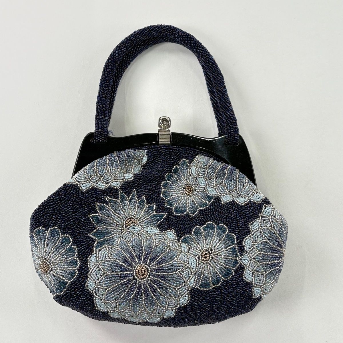 和装バッグ 優品 ビーズバッグ フォーマル 花 青 ビーズ 和装小物