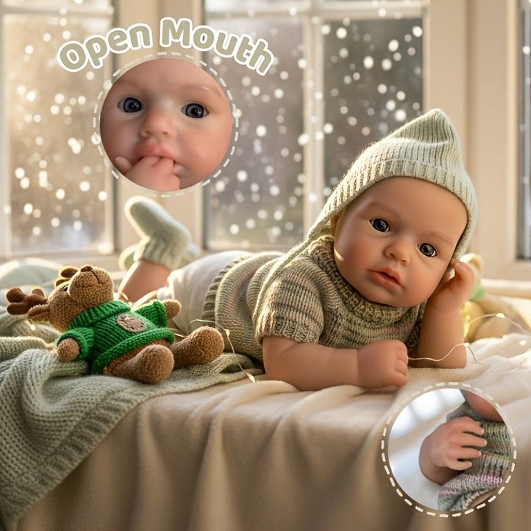 リアルな手触り リボーンベビードール 13インチ シリコン製 赤ちゃん人形 全身可動 手描き リアルな血管 新生児 沐浴 コレクター ギフト 3歳以上 ミックス