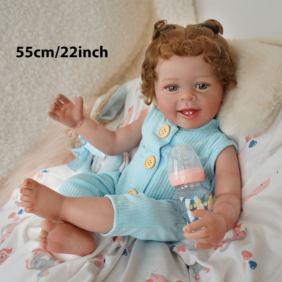 リボーンドール透き通るブルーの瞳の女の子 リアルな手触り】リボーンドール 赤ちゃん人形 55cm 青い瞳の女の子