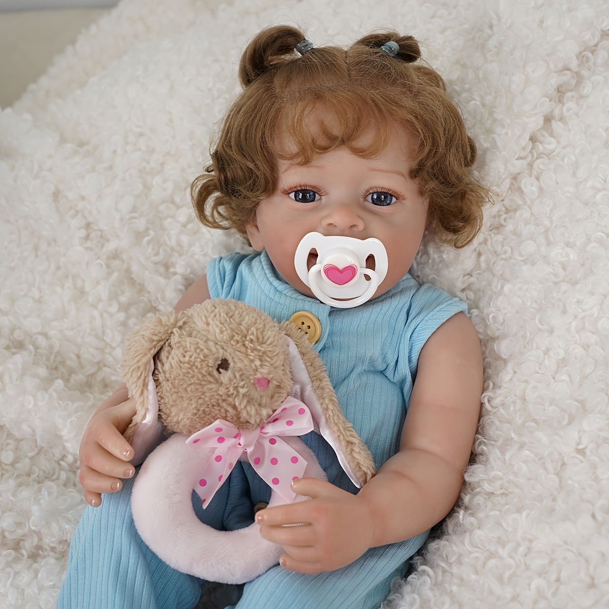 リアルな手触り】リボーンドール 赤ちゃん人形 55cm 青い瞳の女の子