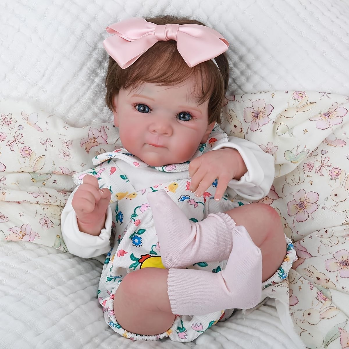 リアルな新生児人形 45 cm リボーンベビードール 女の子 授乳 付き 手塗り ライトベージュ 3歳以上向け 知育玩具 ドールセラピー