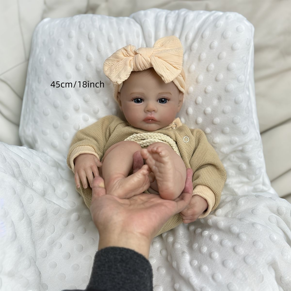 リアルな3Dペイント】45cm リボーンベビードール 手描き血管 布製