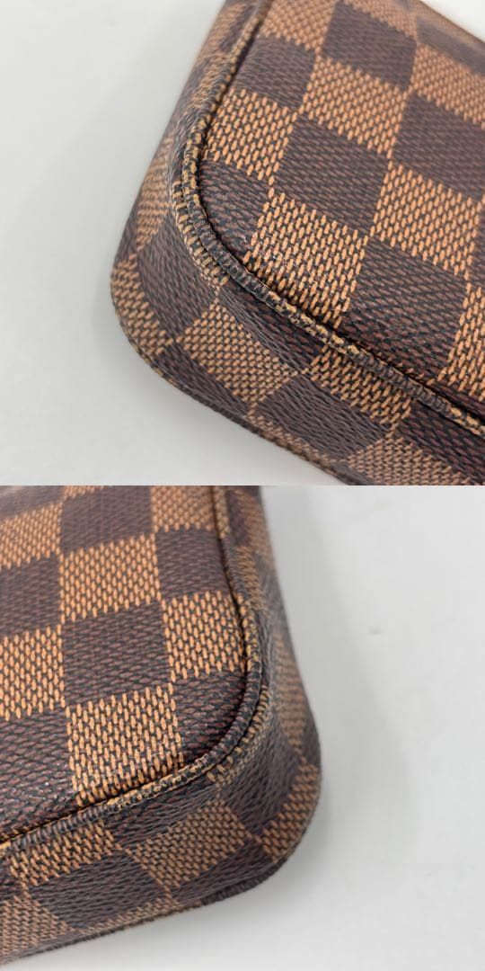  ルイヴィトン ダミエ N 58009 ポシェット アクセソワール ポーチ ハンドバッグ ブラウン PVC レザー ポーチ バッグ