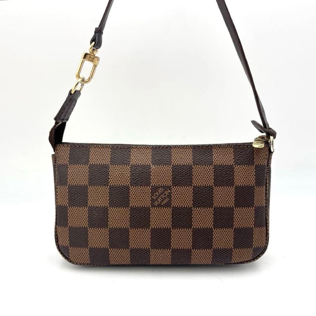 ルイヴィトン ダミエ N 58009 ポシェット アクセソワール ポーチ ハンドバッグ ブラウン PVC レザー