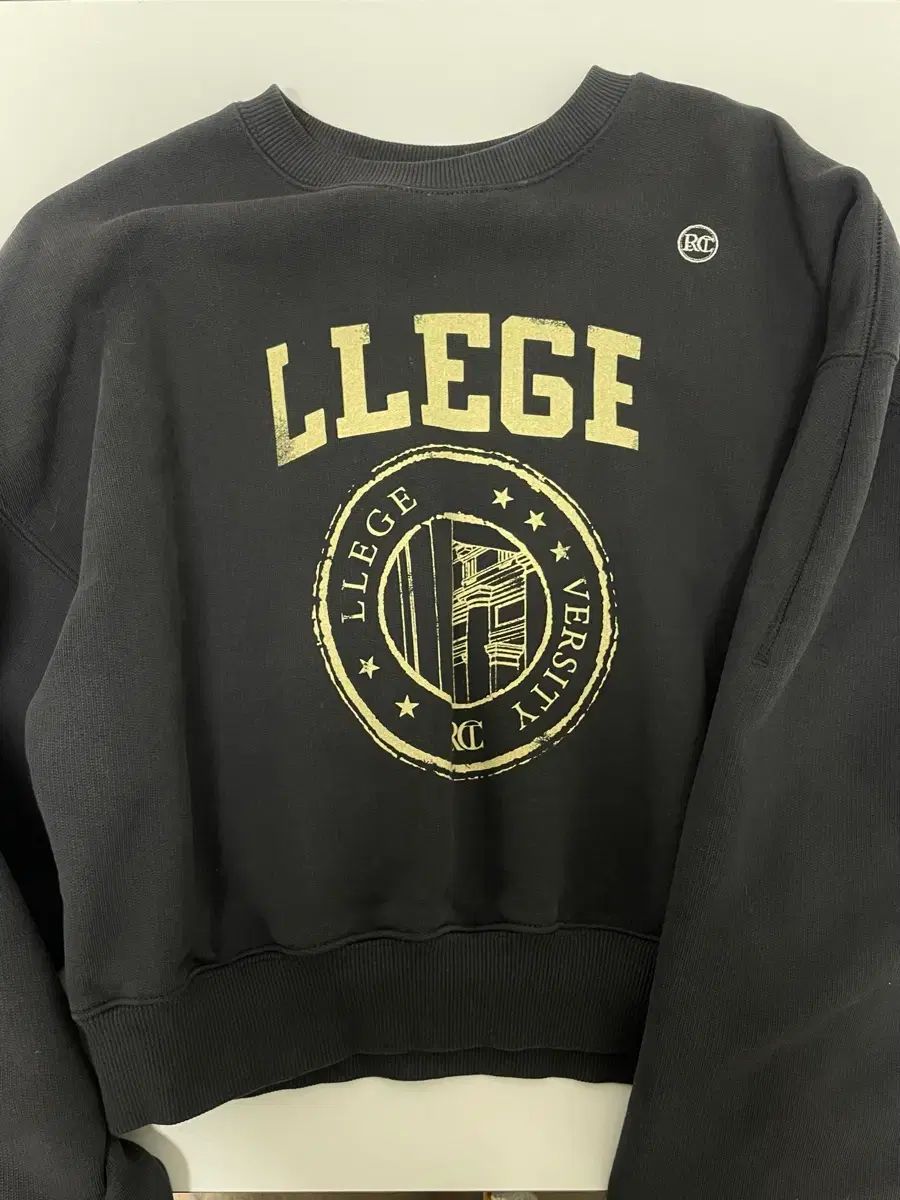 レクト LLEGE ロゴ クロップド スウェット ブルーグレー