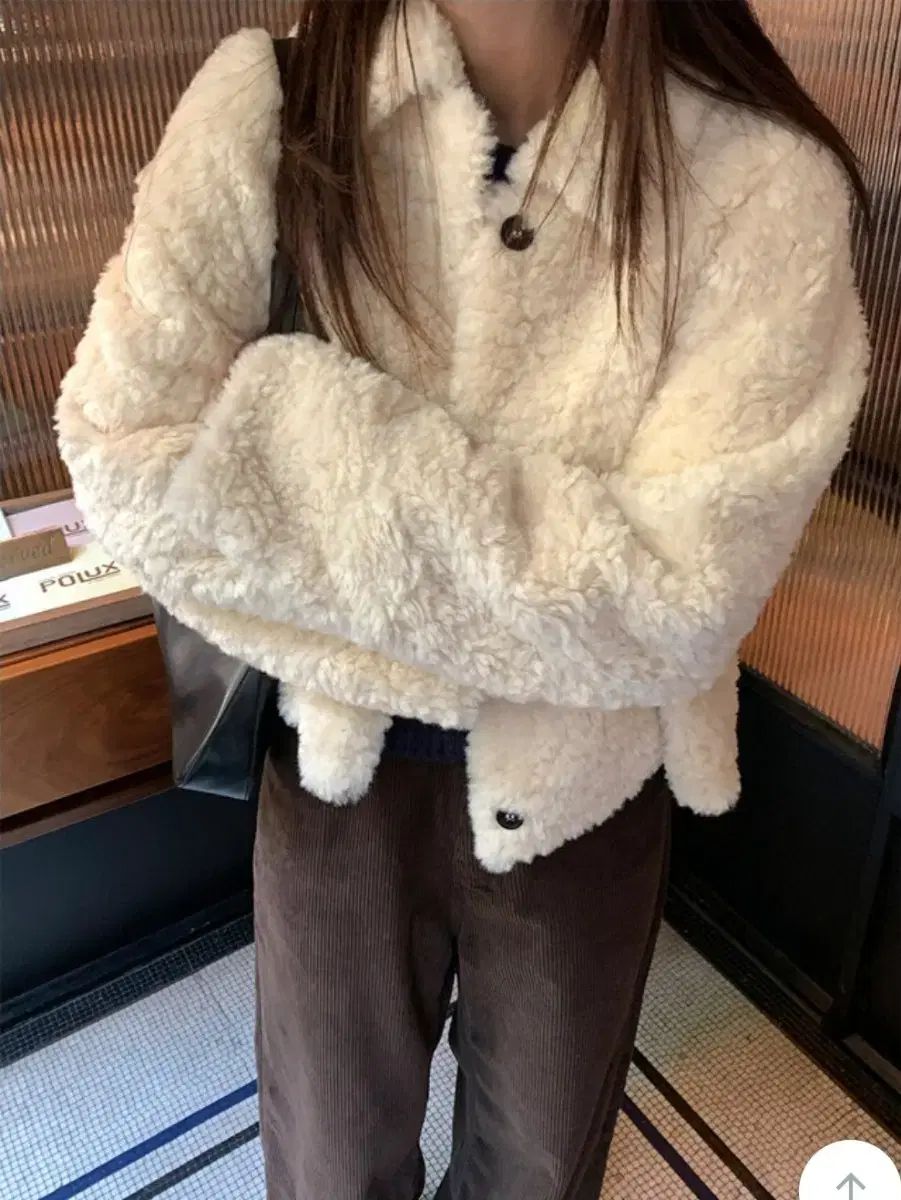 フィールングス ローマン ファー ジャケット アイボリー