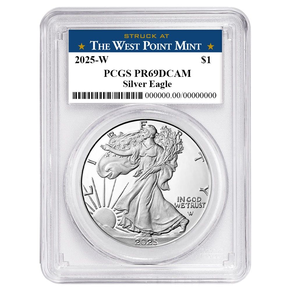2025 W 1 1オンス プルーフ アメリカンシルバーイーグル PCGS ウェストポイントラベル