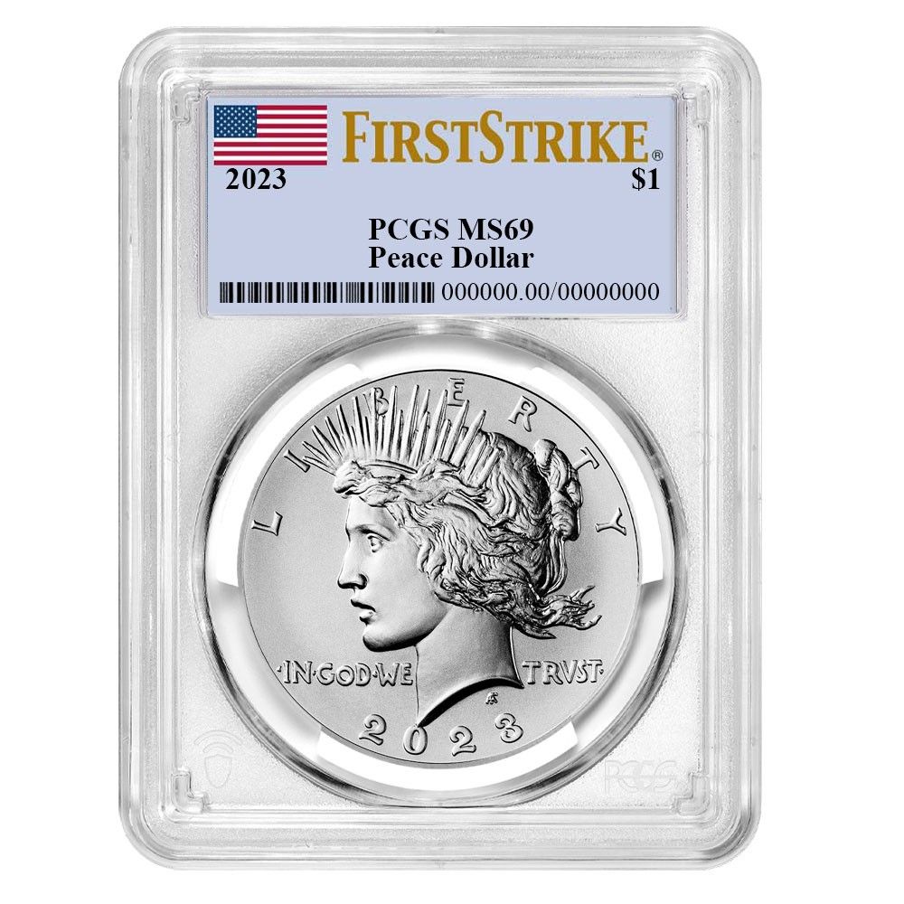 1ドル ピースシルバードル PCGS MS 69 FS フラッグラベル