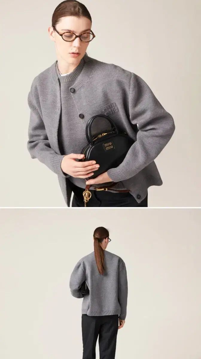 ミュウミュウ ウール ナイロン ニット カーディガン