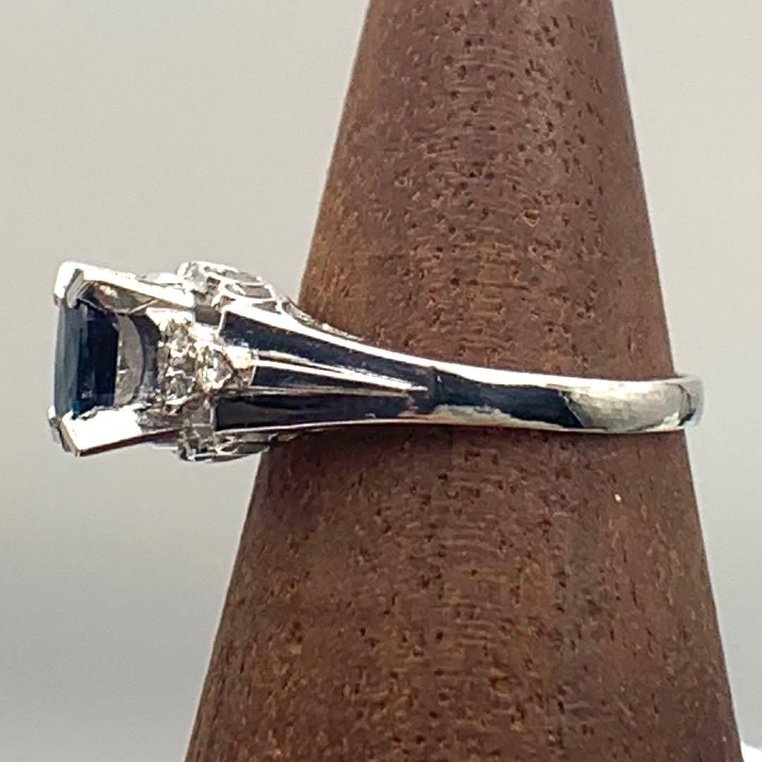 天然サファイアダイヤモンドリング 0.60 ct 0.08 8号 2.8 g PT 900刻印有り オーバルミックスカット レディースリング プラチナ 指輪