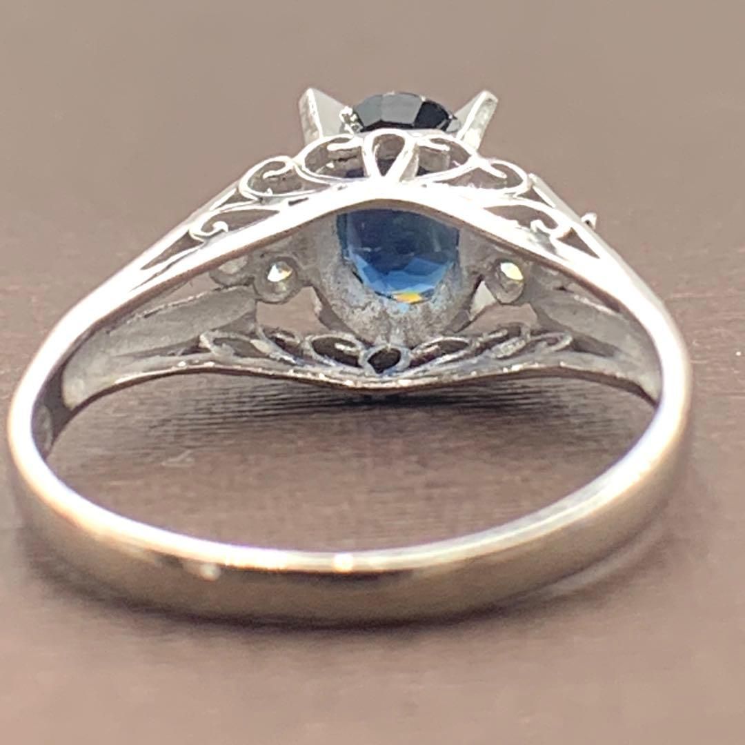 美品‼️8号サファイアとダイヤ、オーバルミックスカットリングPt900プラチナ✨ 美品‼️8号サファイアとダイヤ、オーバルミックスカットリングPt900