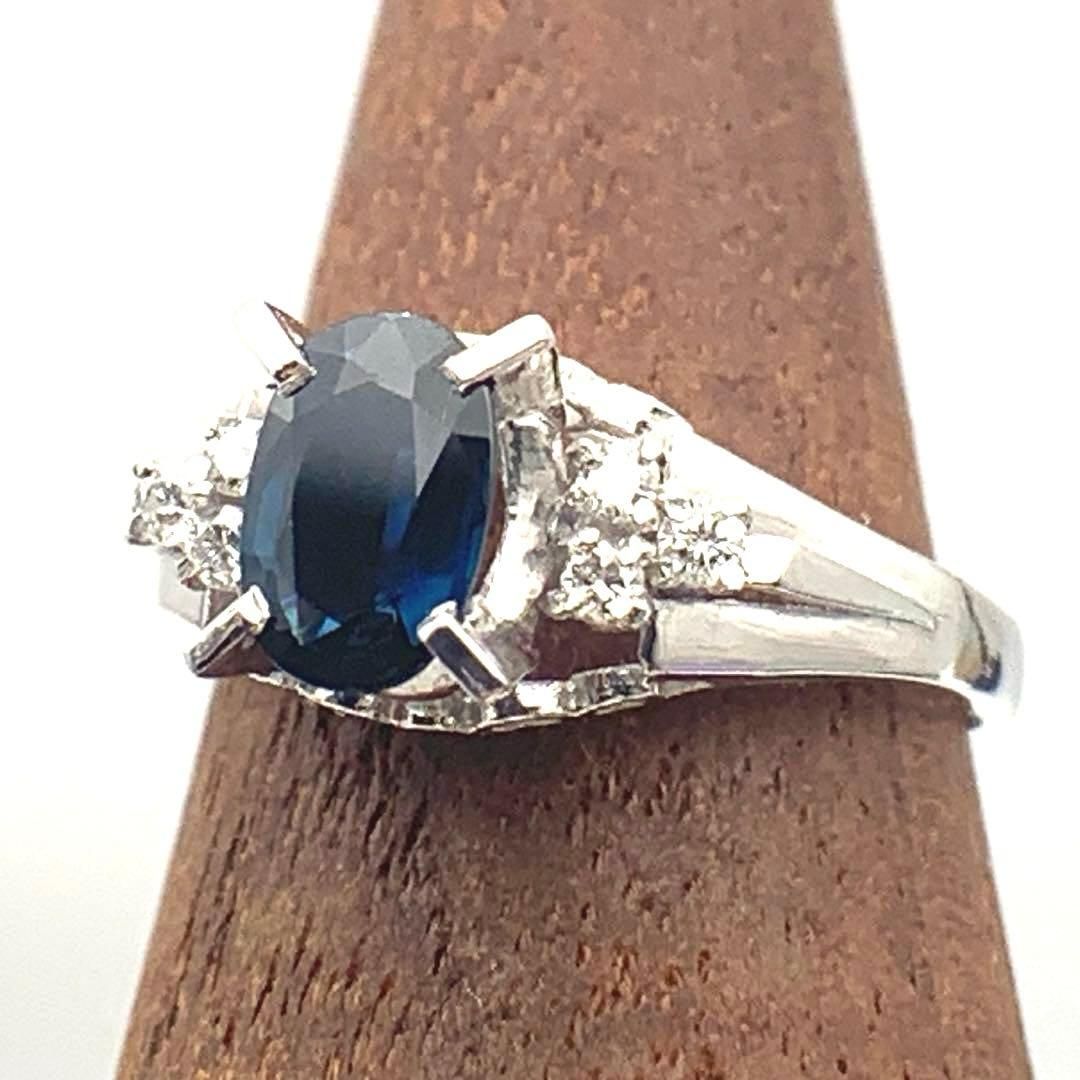 天然サファイアダイヤモンドリング 0.60ct/0.08ct 8号 2.8g PT900刻印