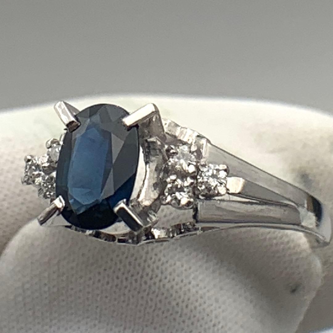 天然サファイアダイヤモンドリング 0.60ct/0.08ct 8号 2.8g PT900刻印