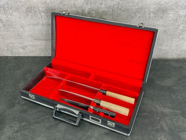 銘有 包丁 3本セット 武蔵野 木屋 出刃包丁 柳刃包丁 ペティナイフ 庖丁 ケース付き 料理 調理 刃渡り約18.2 26 13 cm 515373