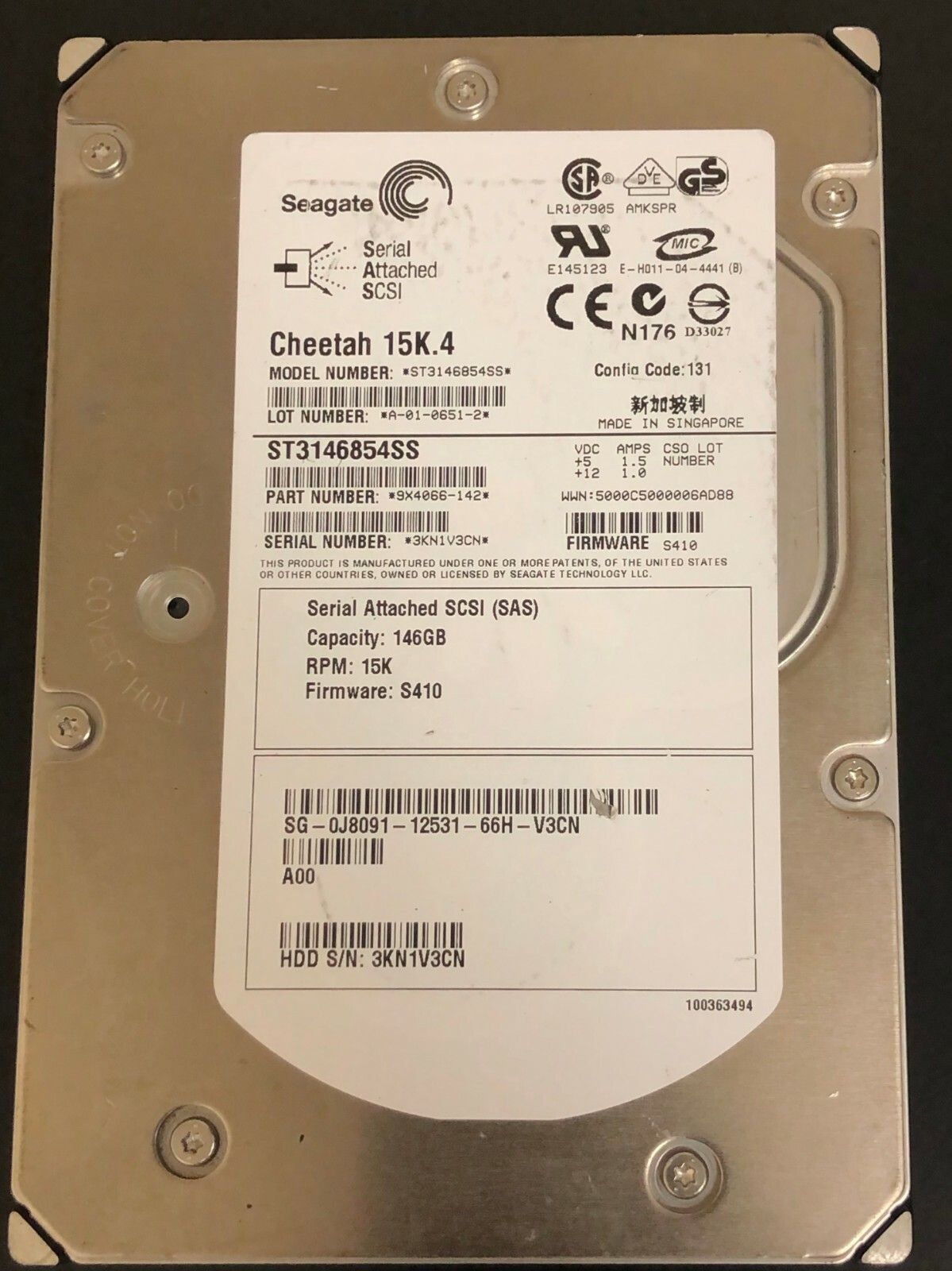 90日保証 再生品 J 8091 DELL 146 GB 15 K SAS 3 5 HDD GBPS 0