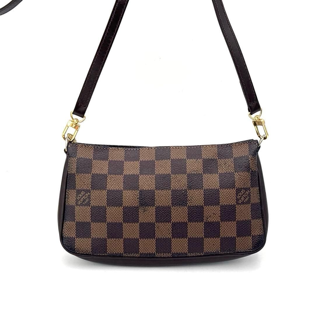 ルイヴィトン N 51983 ナヴォナ ダミエ ポシェット アクセソワール ポーチ ハンドバッグ ブラウン PVC レザー