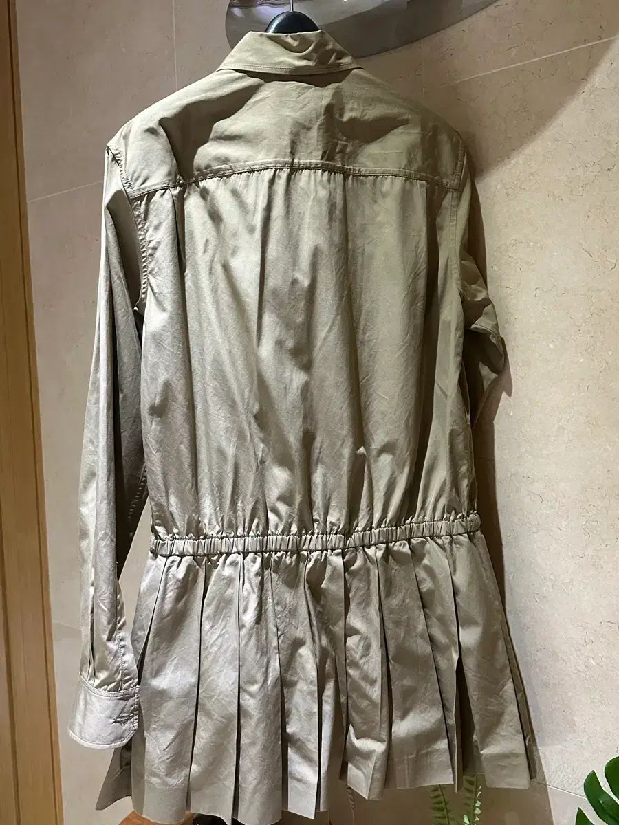  ミュウミュウ ポプリン プリーツ ONE PIECE 長袖 七分袖 ひざ丈ワンピース