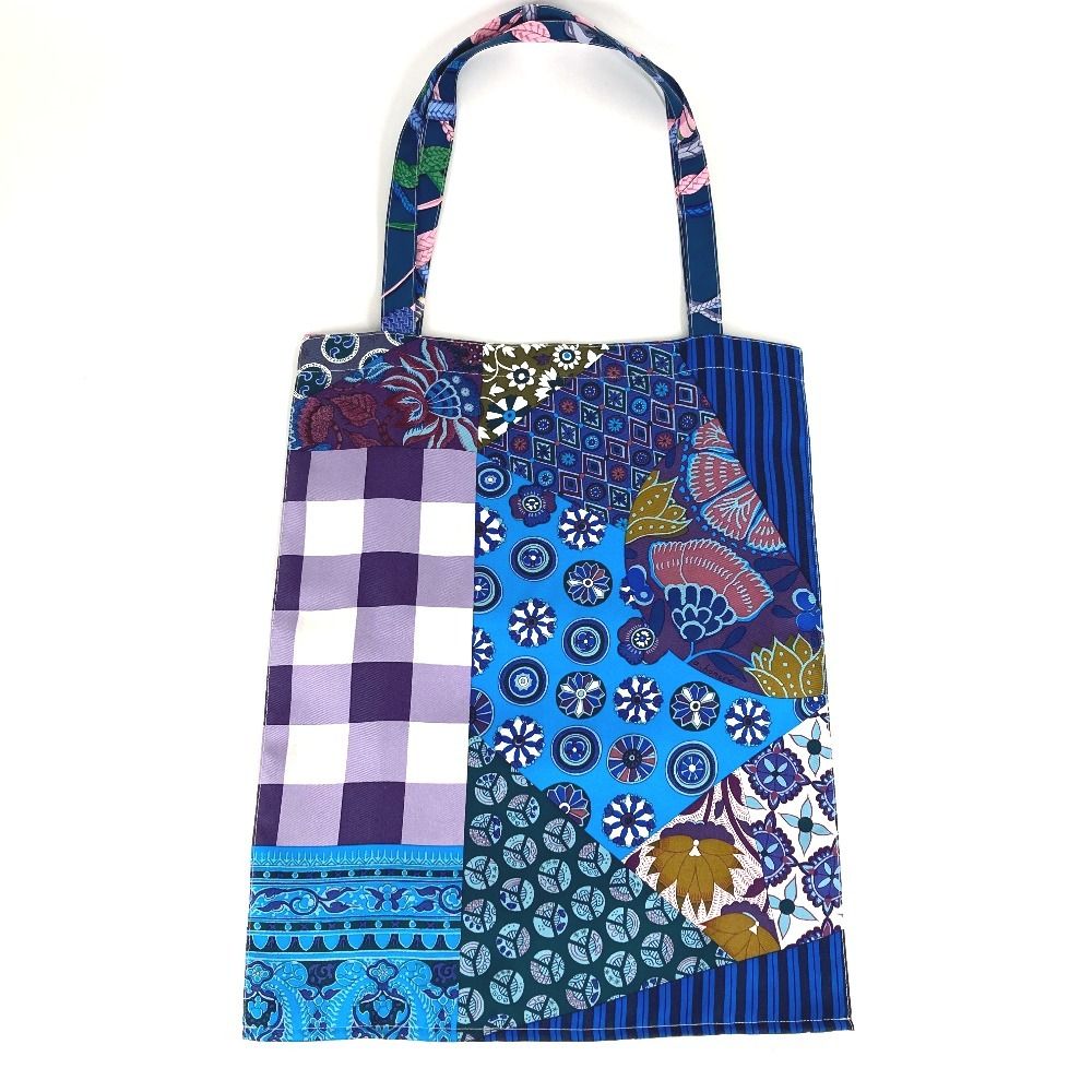 HERMES エルメス トートバッグ プティアッシュ ロゴ シルク パープル