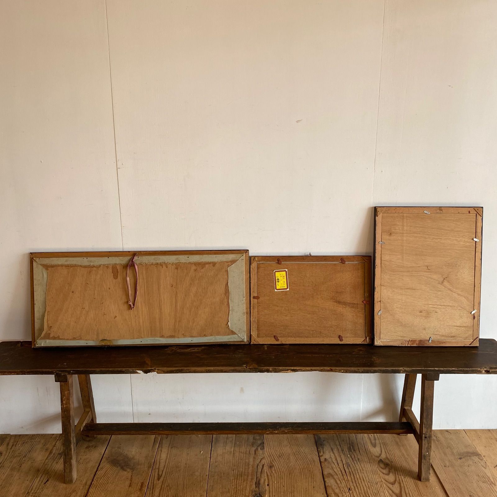 アンティーク 木製 額縁 3点セット 刺繍絵 古道具 フレーム