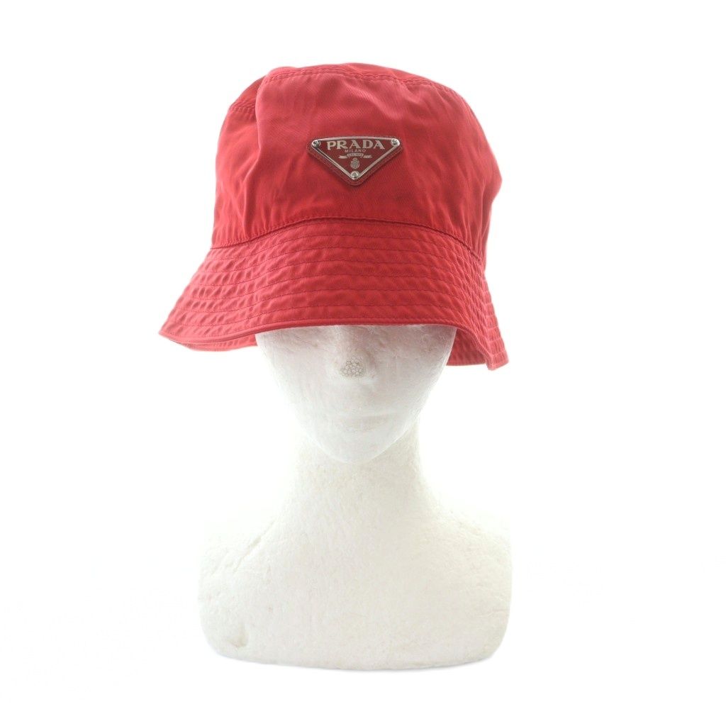プラダ PRADA バケットハット 帽子 ロゴ ナイロン 赤 レッド 1 HC 137 2 DMI GY 18 MQ OH