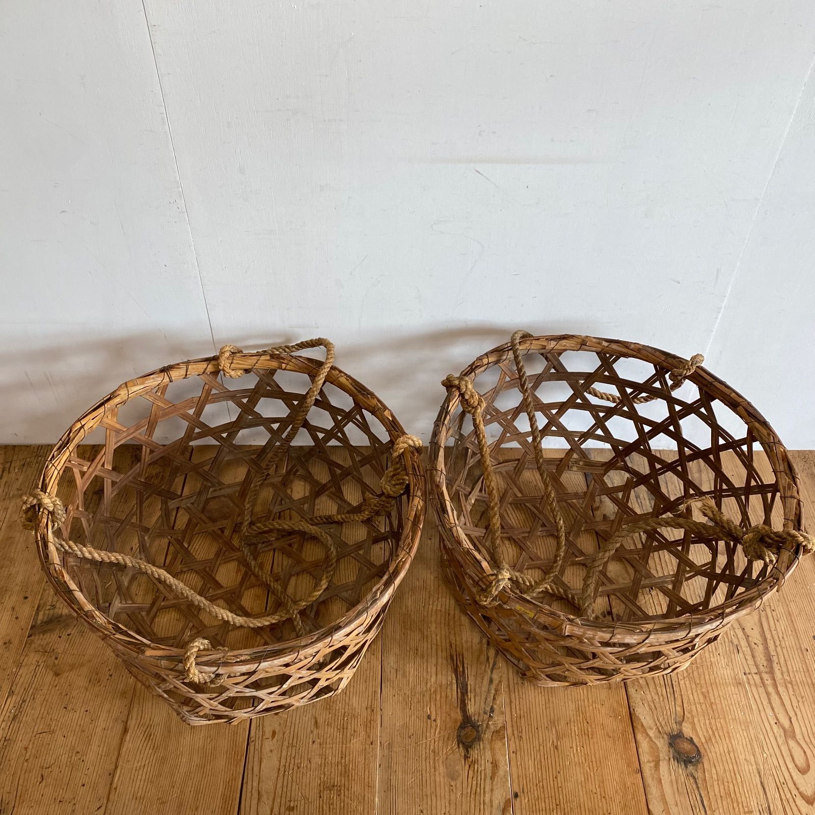 アンティーク 古道具 竹かご 2点セット 収納かご 古民具 y398 - メルカリ