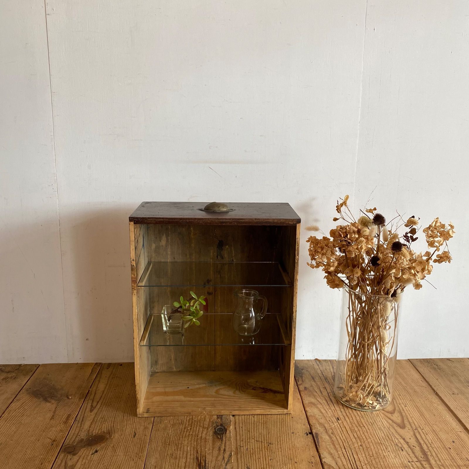 アンティーク 古道具 木製 ガラス棚 小型 収納ケース ショーケース