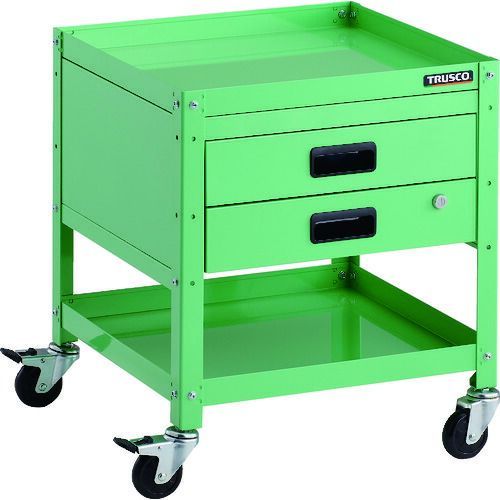 ＴＲＵＳＣＯ ツールワゴン ラビットワゴン ５００Ｘ５００ 引出２段付 ゴム車輪 ヤンググリーン