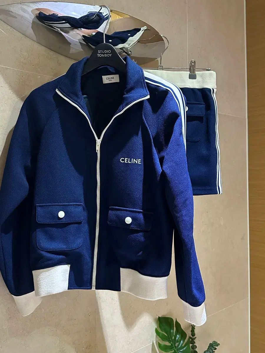 Celine セリーヌ ネイビー ジップアップ ジャケット+スカート