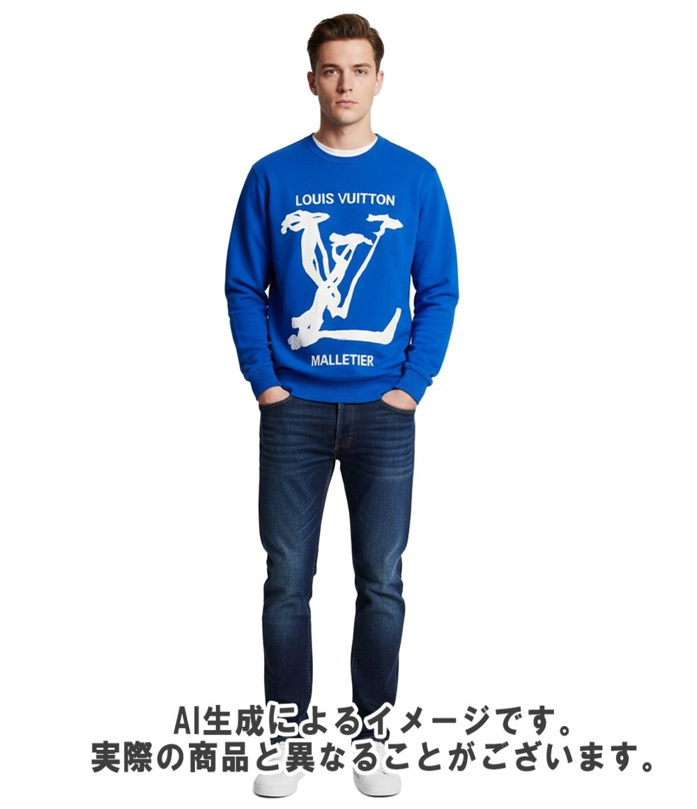 訳あり ルイ・ヴィトン 長袖ニット LV スクリブルインターシャ クルー