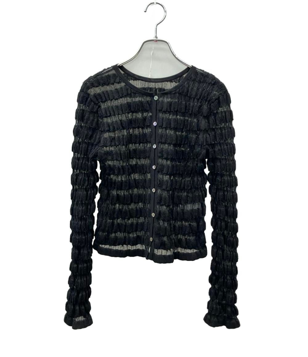 ウィム ガゼット 長袖カーディガン アンサンブル ブラック シアー ボーダー レディース SIZE F M Whim Gazette