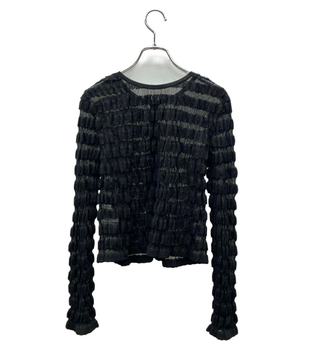 ウィム ガゼット 長袖カーディガン アンサンブル ブラック シアー ボーダー レディース SIZE F M Whim Gazette