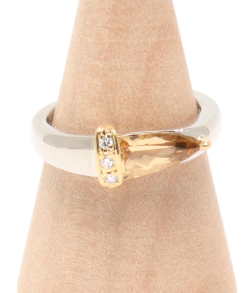リング 指輪 K 18 Pt 900 トパーズ 1.29 ct ダイヤ 0.03 レディース SIZE 12号