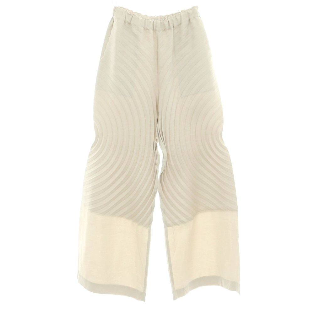 イッセイミヤケ ISSEY MIYAKE 春夏 プリーツ イージーパンツ ベージュ サイズ表記なし L位 レディース