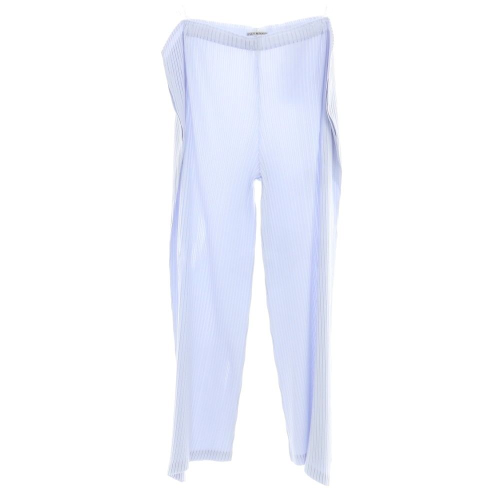 イッセイミヤケ ISSEY MIYAKE 春夏 プリーツ イージーパンツ ライトブルー サイズ表記なし L位 レディース