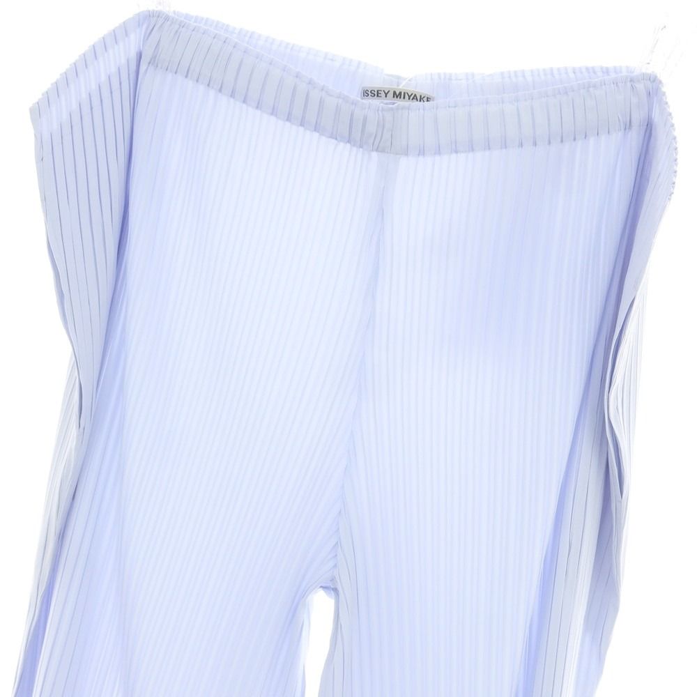 イッセイミヤケ ISSEY MIYAKE 春夏 プリーツ イージーパンツ ライトブルー サイズ表記なし L位 レディース