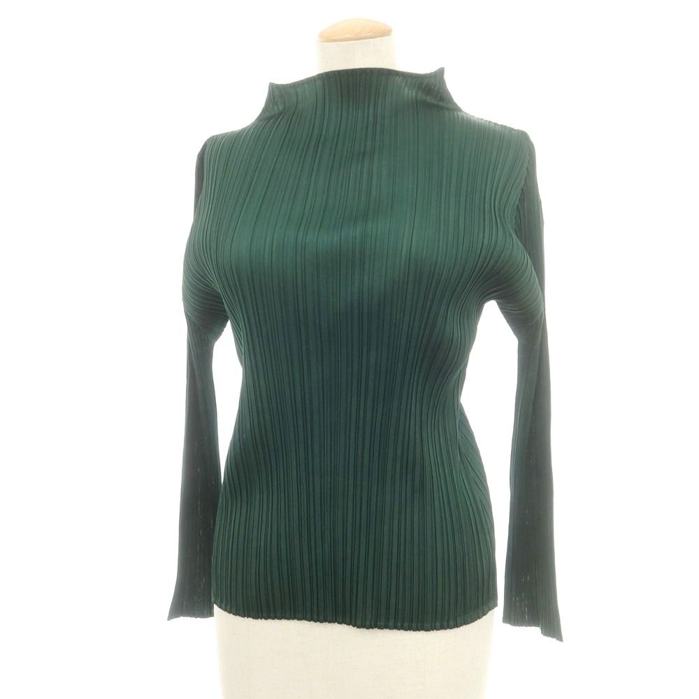 PLEATS PLEASE カットソー【サイズ3 L相当】【グリーン】 中古】プリーツプリーズ PLEATS PLEASE ポリエステル プリーツ 長袖
