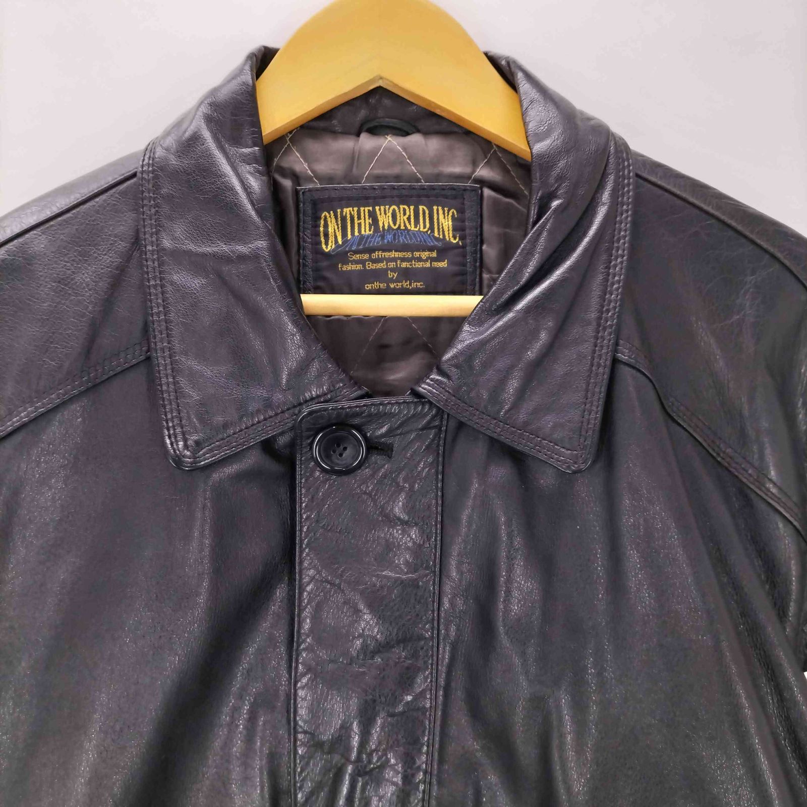 メンズ ユーズドフルギ USED古着 LAMB LEATHER CAR COAT 裏地キルティング 羊革 ラムレザー カーコート メンズ import：L