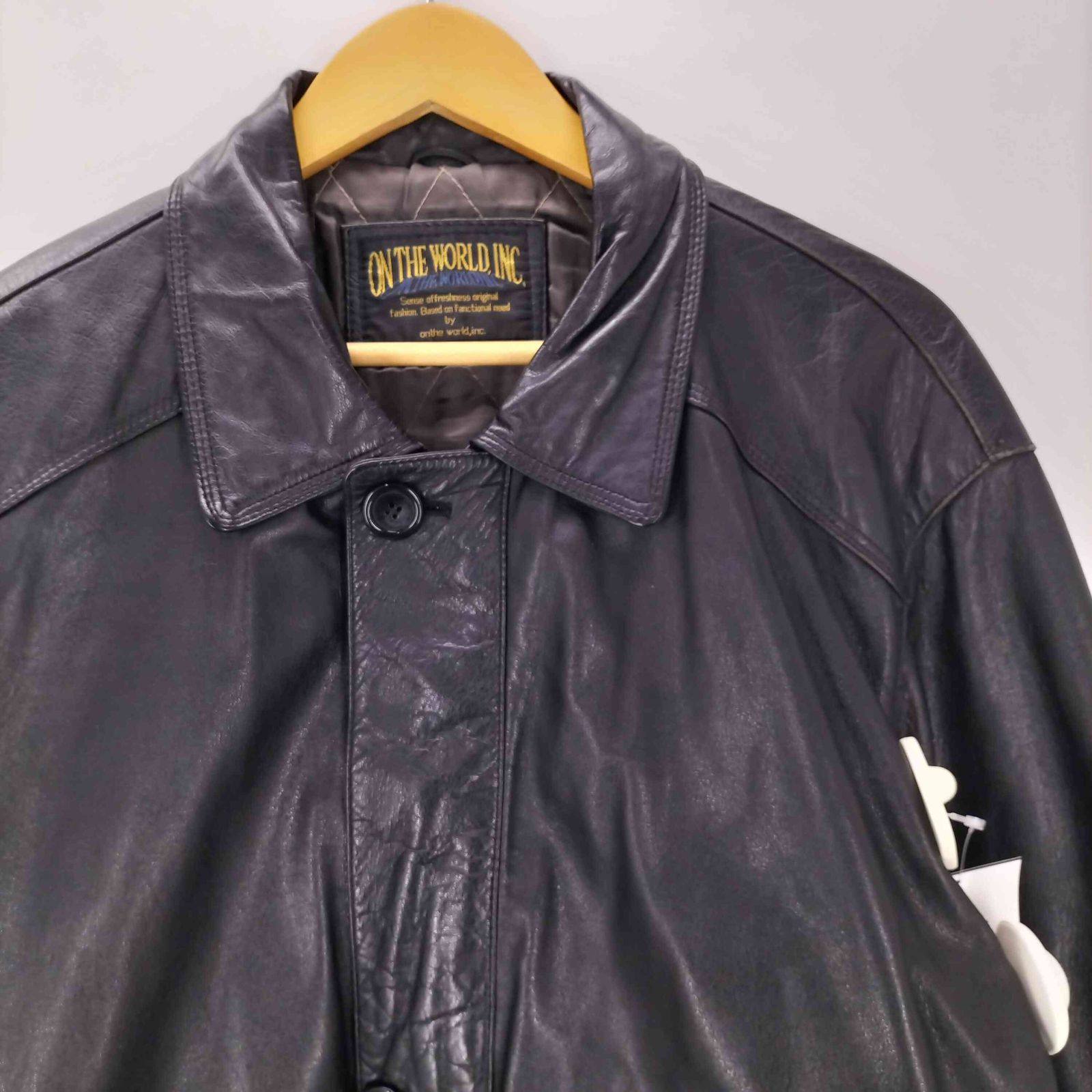 メンズ ユーズドフルギ USED古着 LAMB LEATHER CAR COAT 裏地キルティング 羊革 ラムレザー カーコート メンズ import：L