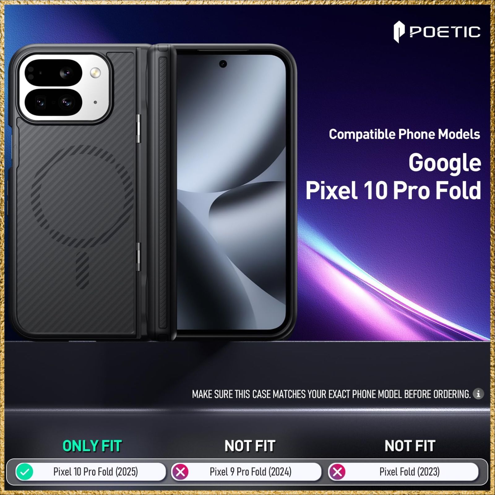 彡 でお届け 彡ブラック POETIC Revolution ケース Google Pixel 10 Pro F 用 折りたたみ式キックスタンド内蔵 ヒンジ保護 MagSafe対応 耐衝撃 カバー スクリー