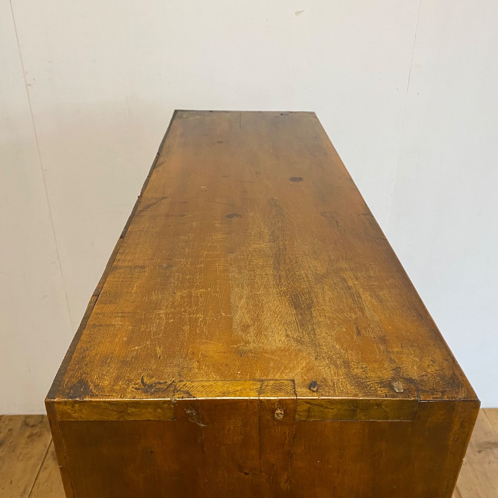 アンティーク 木製 ゆらゆらガラス ガラス戸棚 食器棚 本棚 収納棚 古