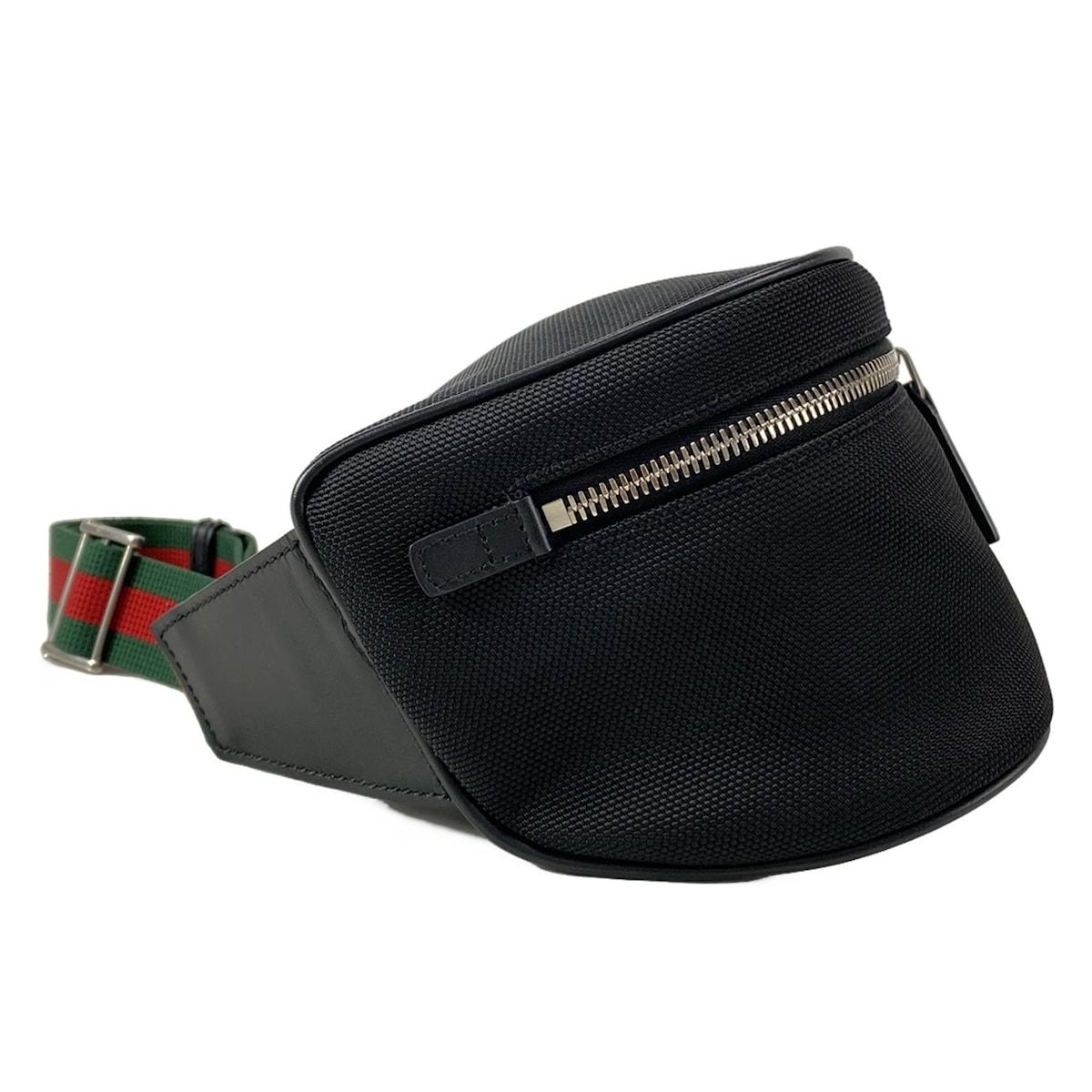 GUCCI グッチ ウエストポーチ シェリー ウェブ テクノキャンバス ボディバッグ 630920 黒×グリーン×レッド レザー