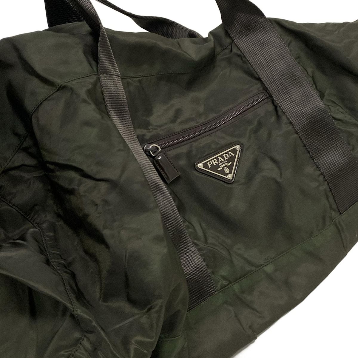 PRADA(プラダ) ボストンバッグ - カーキ レザー - メルカリ