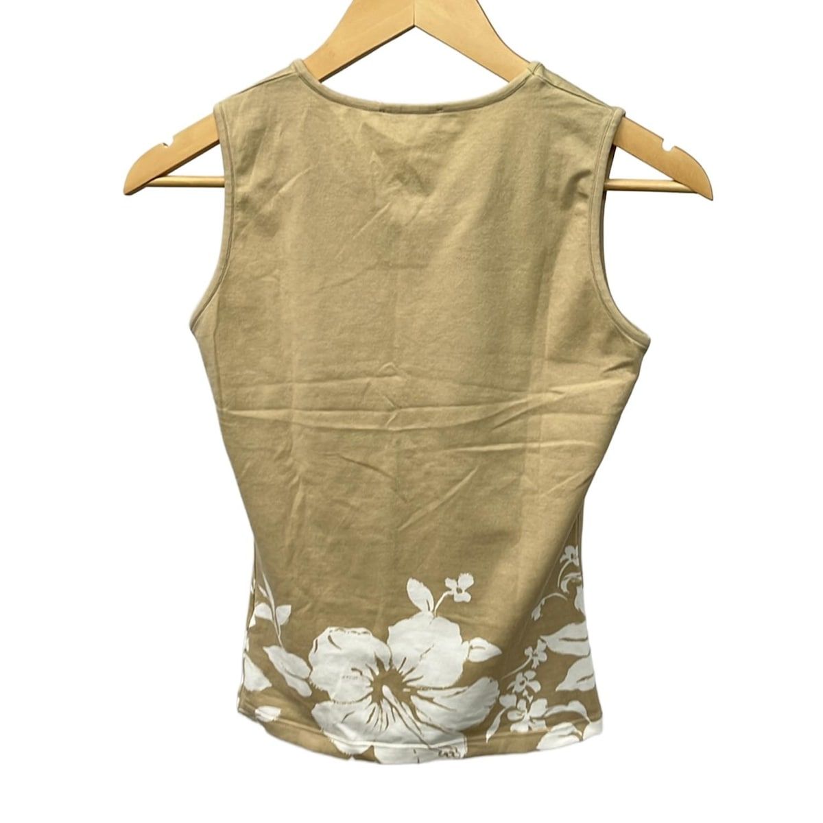 CELINE セリーヌ タンクトップ サイズS レディース - ベージュ×アイボリー ハイビスカス