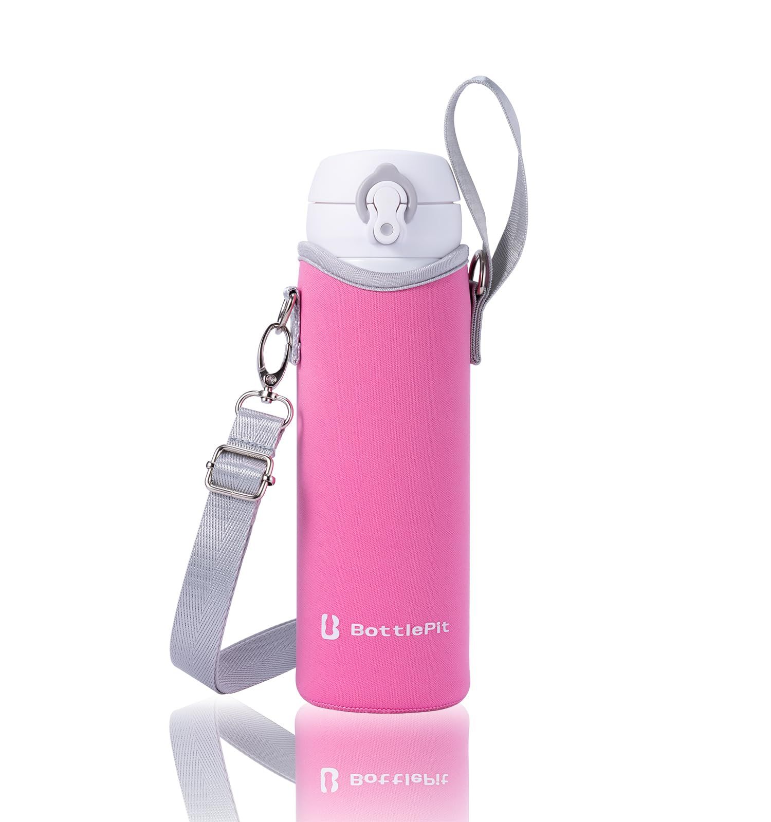 新品 水筒カバー 500ml用 ショルダーストラップ付き(ピンク) - メルカリ